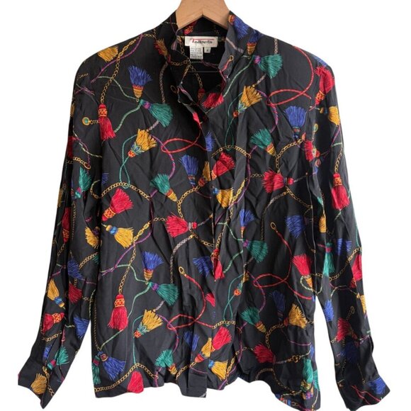 Talbots Tops - Vintage Talbots Silk Button Up Blouse Size 8 Vintage Shoulder Pads Placket